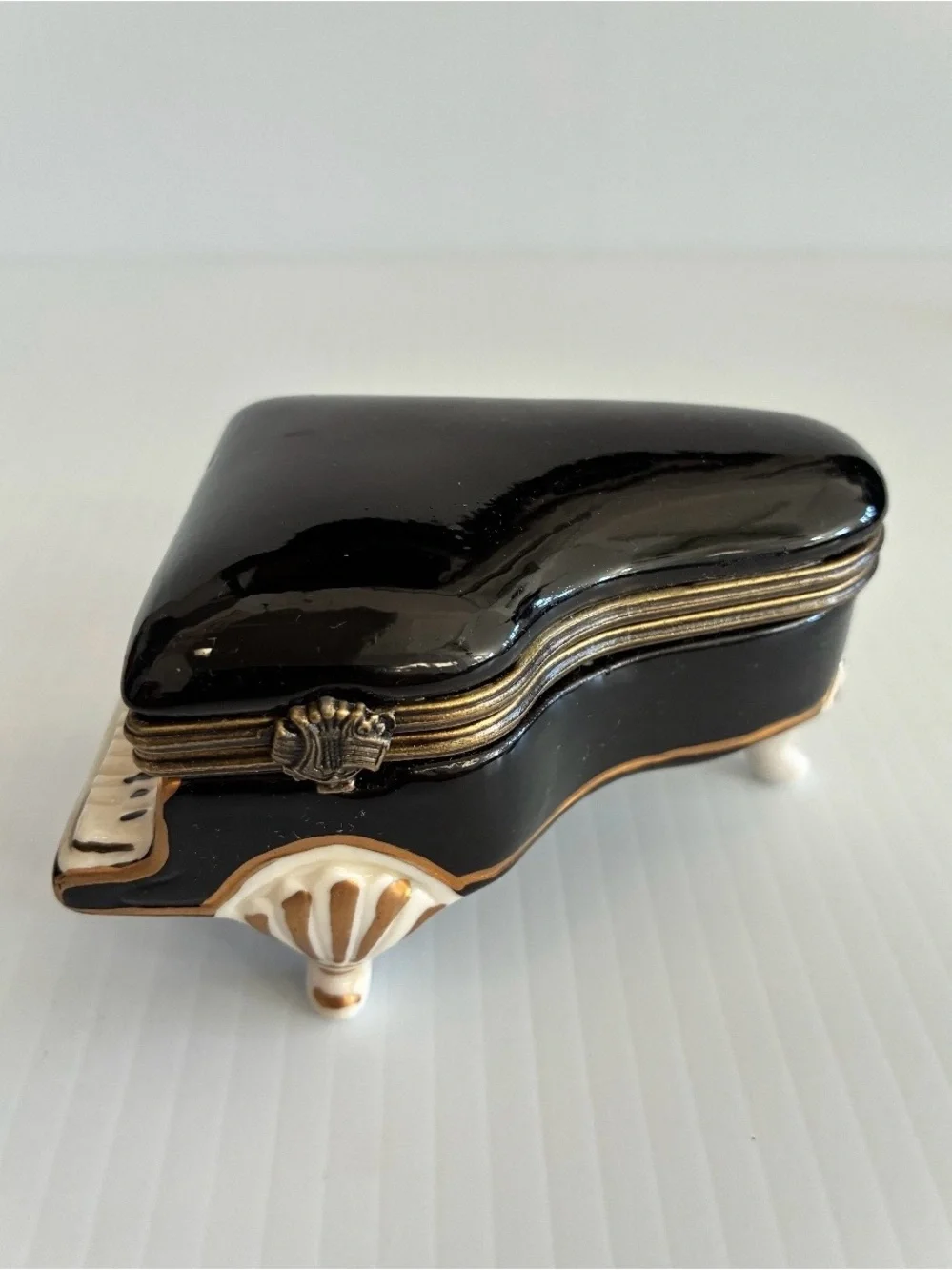 Vintage Black Piano Small Trinket Box Collectible Contemporary Classic Retro